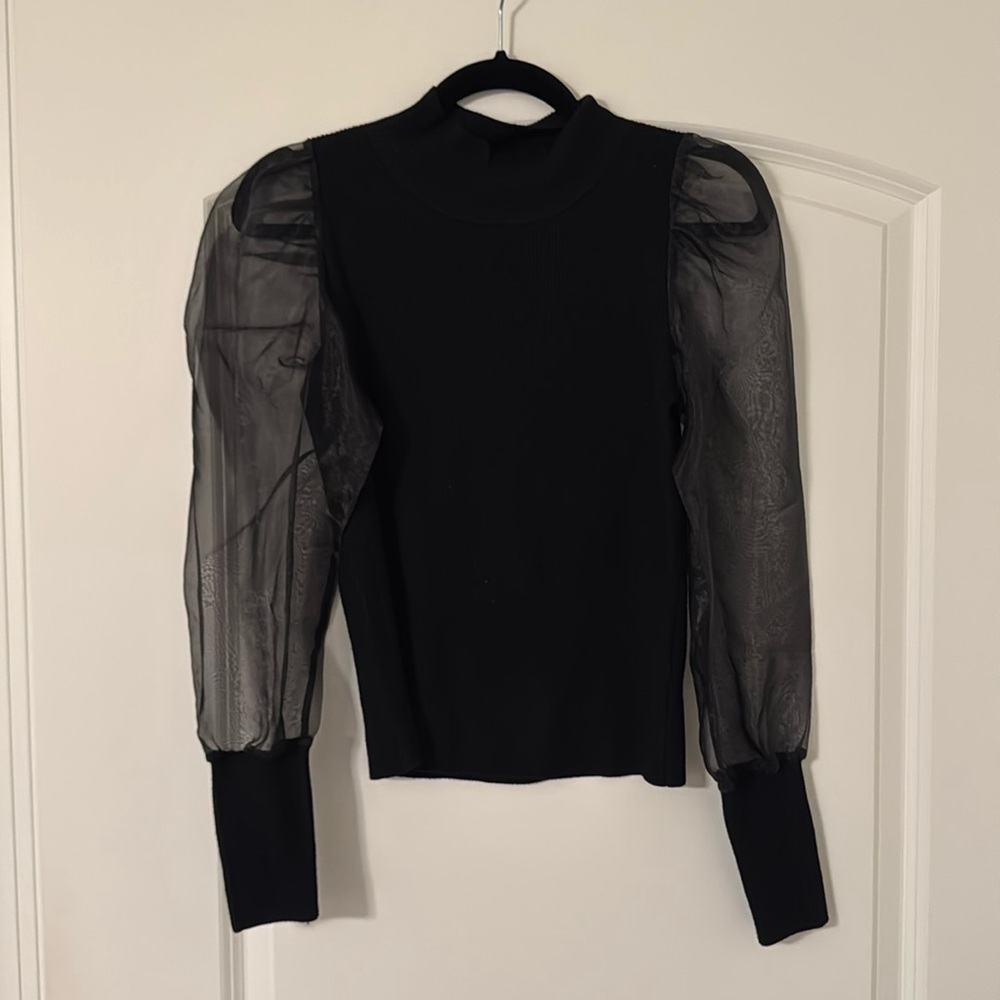 French Connection black sheer sleeves